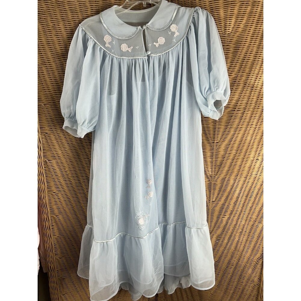 Charmode Vintage Blue Nightgown And Robe Small Sz 36